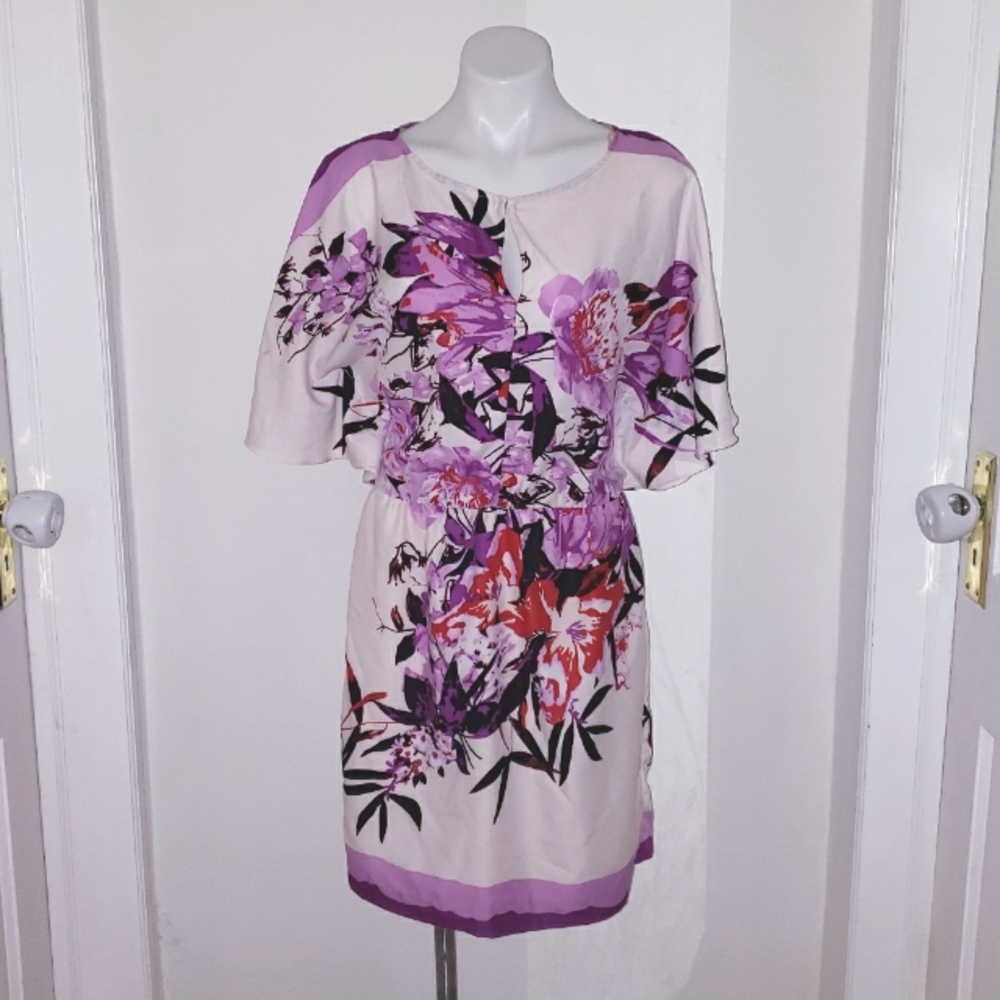 Cold shoulder floral purple dress, NY & Co.